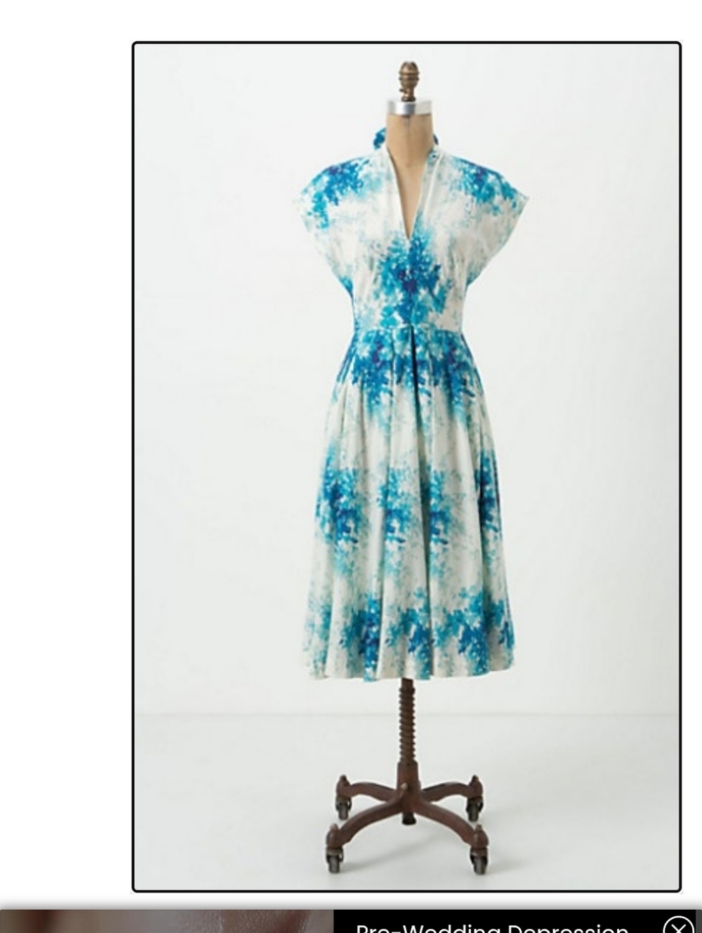 Maple By Some Odd Rubies Blue & White Floral V-Neck Midi Circle Skirt Dress - Picture 4 of 6